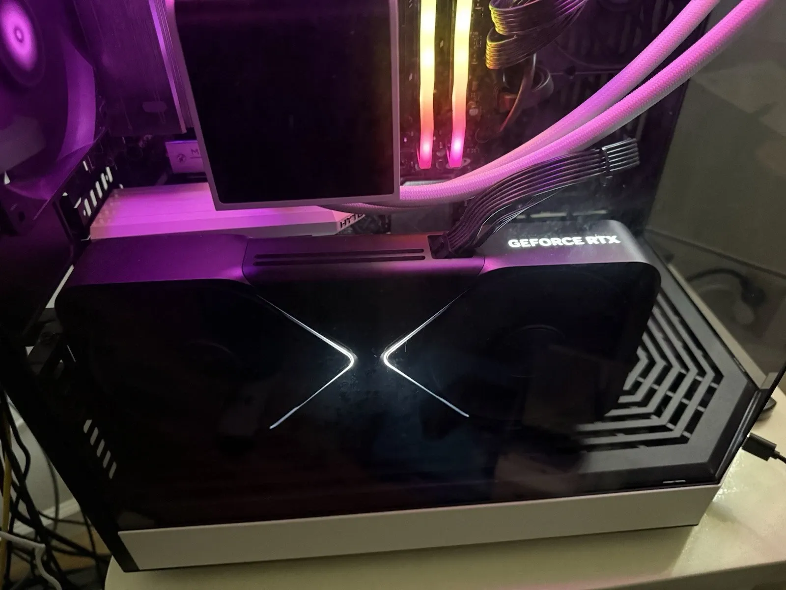 NVIDIA GeForce RTX 5090 Founders Edition installed in a watercooled build