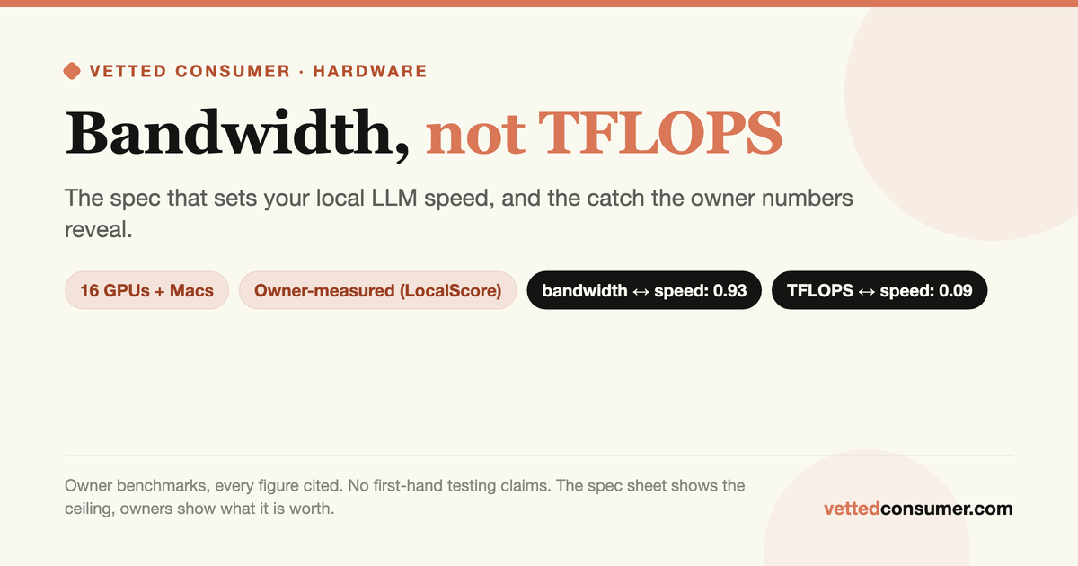 Bandwidth, Not TFLOPS: What Sets Your Local LLM Speed (and Why the Newest Card Isn't Always Fastest)